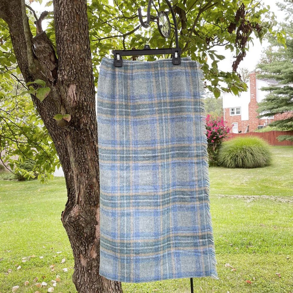 TALBOTS PETITES Plaid Wool Wrap Skirt